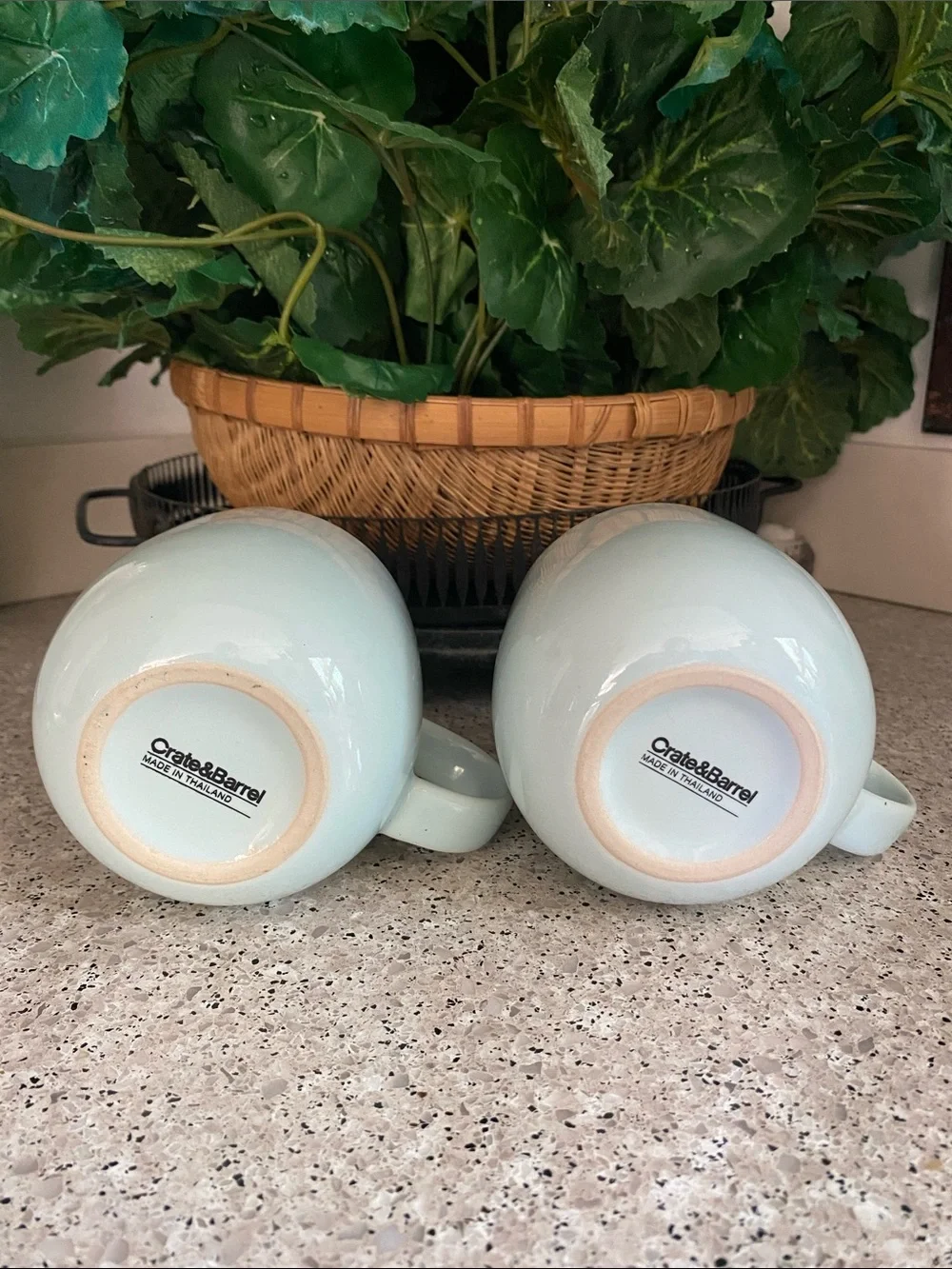 NWOT==Set of 2 Crate & Barrel “Camden Sky” Pale Blue Stoneware Coffee Mug